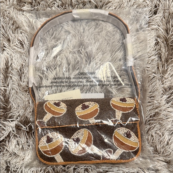 Anthropologie Fiona Espresso Martini Beaded Shoulder Bag - Picture 3 of 3